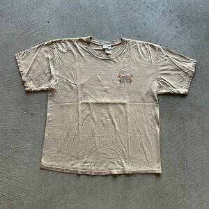 Vintage 90s Disney Grumpy's Tiki Hut Shirt Size XL Tan Seven Dwarfs Movie Promo